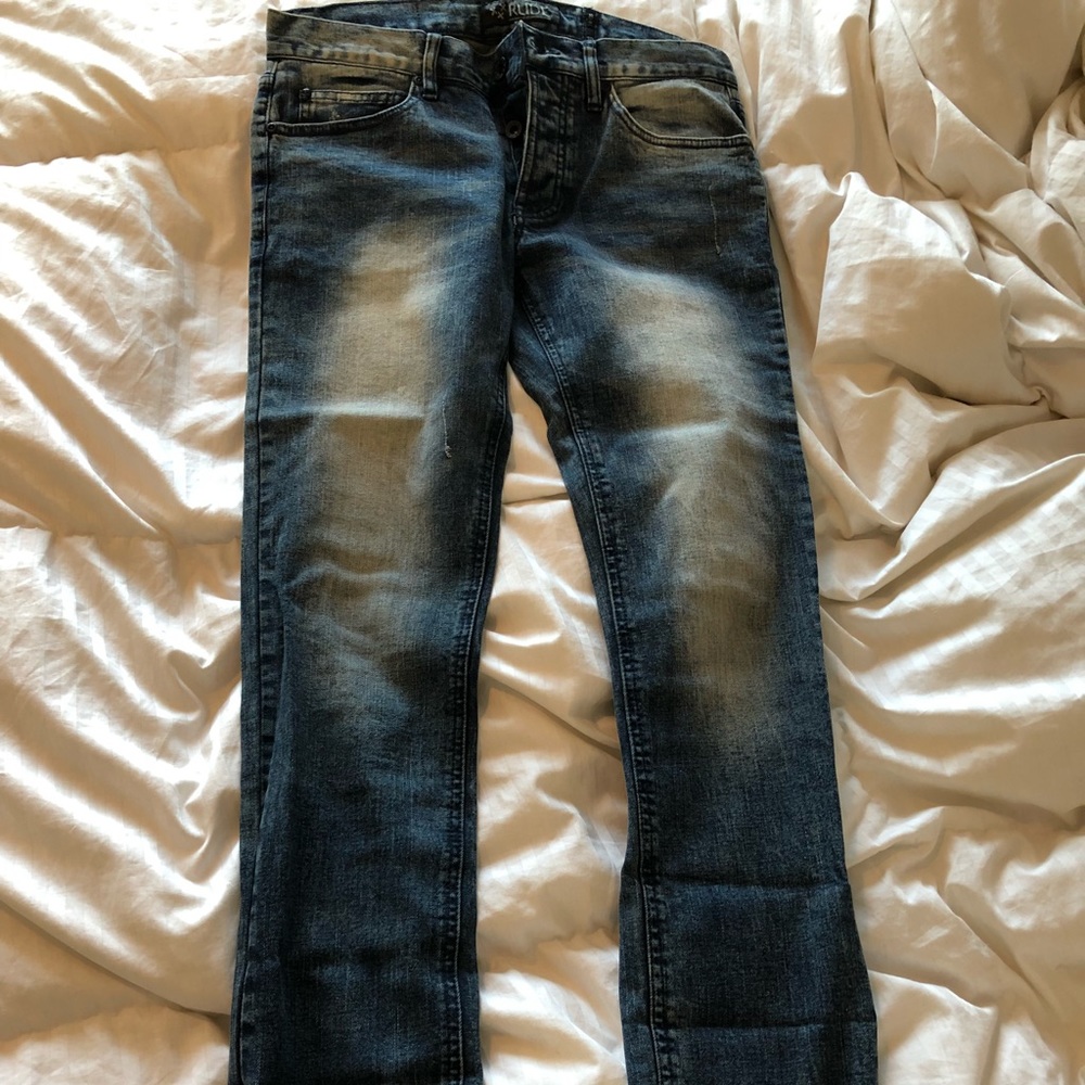 RUDE Distressed Denim Skinny Button Fly SZ 30